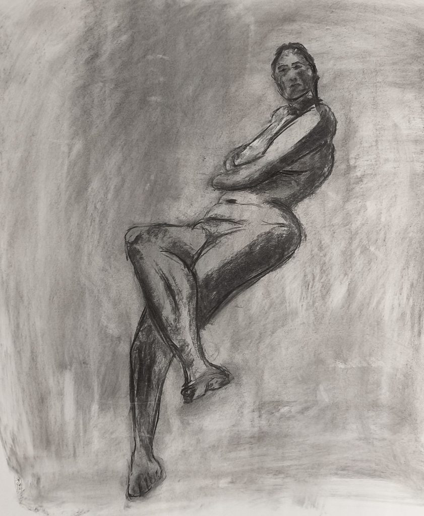 charcoal drawing of a life drawing